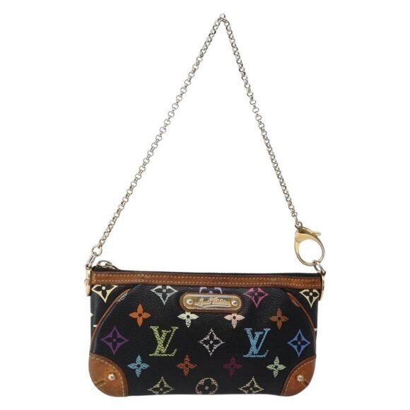 LOUIS VUITTON Multicolor Pochette Mila MM Pouch Black M60097 LV Auth 143169 - Picture 2 of 16